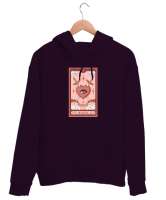 Tarot Kart - Lovers - Kalp ve Kılıçlar Koyu Mor Unisex Kapşonlu Sweatshirt - Tisho