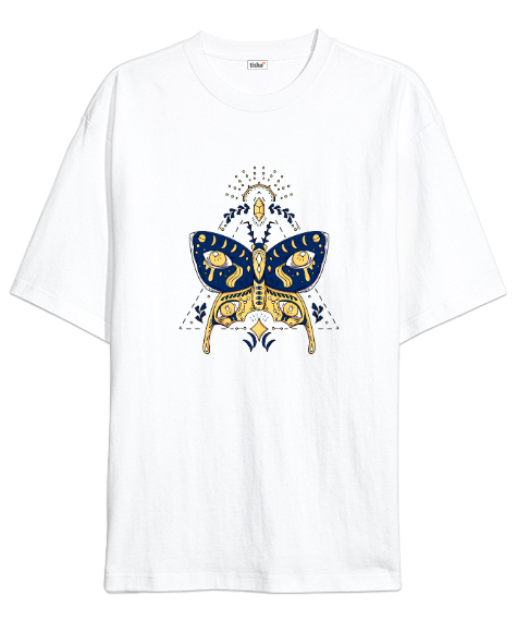 Tarot Mistik Kelebek - Butterfly Beyaz Oversize Unisex Tişört - Tisho