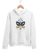 Tarot Mistik Kelebek - Butterfly Beyaz Unisex Kapşonlu Sweatshirt - Tisho