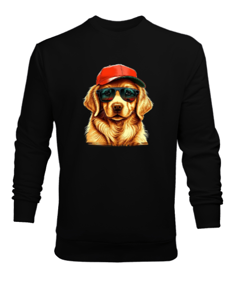 Tisho - Tarz golden köpek baskılı Siyah Erkek Sweatshirt