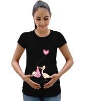 tasarım,, bebek, pembe, kız bebek Siyah Kadın Hamile Tişört - Tisho