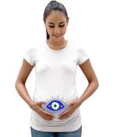 tasarım, hediye, boncuk, nazar Beyaz Kadın Hamile Tişört - Tisho