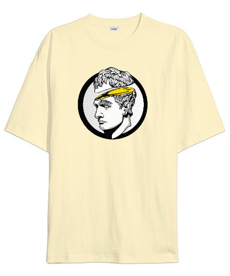 Tisho - Tasarım Kafası Krem Oversize Unisex Tişört