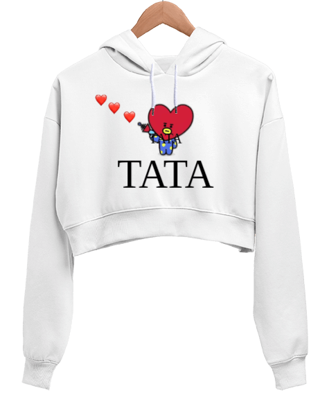 Tisho - TATA Kadın Crop Hoodie Kapüşonlu Sweatshirt