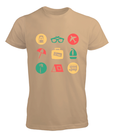 Tisho - Tatil Modu - Tatil Severler Gözlük Uçuş Yazlık ve Kamp Camel Erkek Tişört