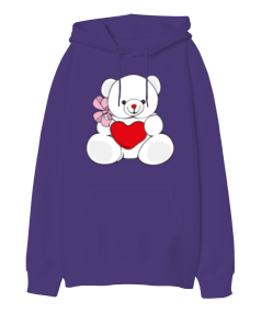 Tatlı Ayıcık Oversize Unisex Kapüşonlu Sweatshirt - Tisho