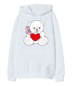 Tatlı Ayıcık Oversize Unisex Kapüşonlu Sweatshirt - Tisho