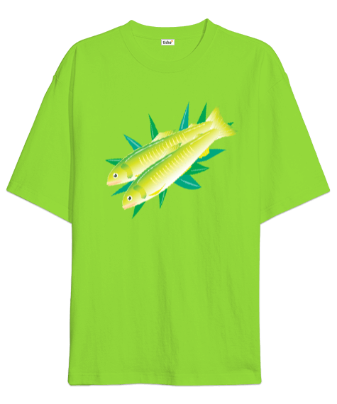 Tisho - Tatlı Balık balık tasarımı Oversize Unisex Tişört