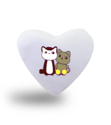 Tisho - Tatlı çift düşünen komik kediler Beyaz Kalp Yastık
