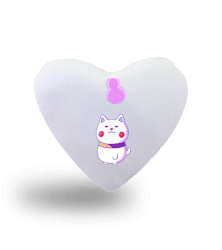 Tisho - Tatlı kedi ve pembe baloncuklar Beyaz Kalp Yastık