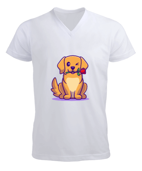Tisho - Tatlı Köpek Erkek Kısa Kol V Yaka Tişört