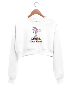Tisho - Tavşan Desenli - Kadın Crop Sweetshirt Kadın Crop Sweatshirt