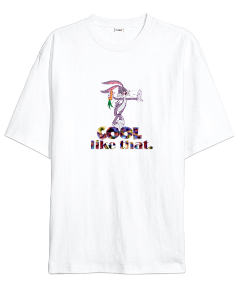 Tisho - Tavşan Desenli Oversize T-shirt - Unisex Giyim Oversize Unisex Tişört