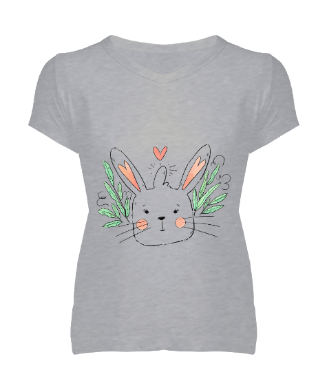 Tisho - Tavşan Kadın V Yaka Tişört