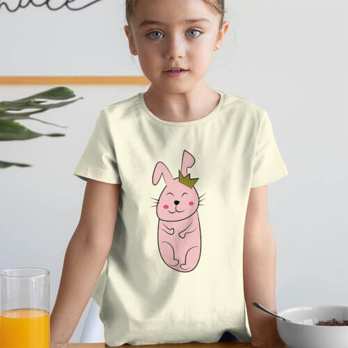 Tavşan Kız Çocuk Tişört - Tekli Kombin - Thumbnail