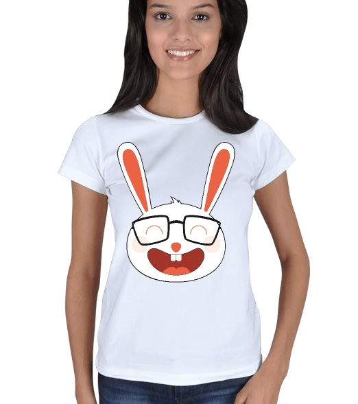 Tisho - tavşan komik gözlüklü Kadın Tişört
