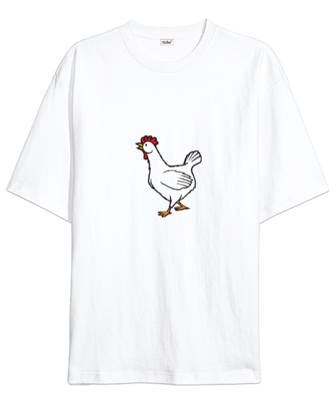 Tisho - Tavuk baskılı Oversize Unisex Tişört