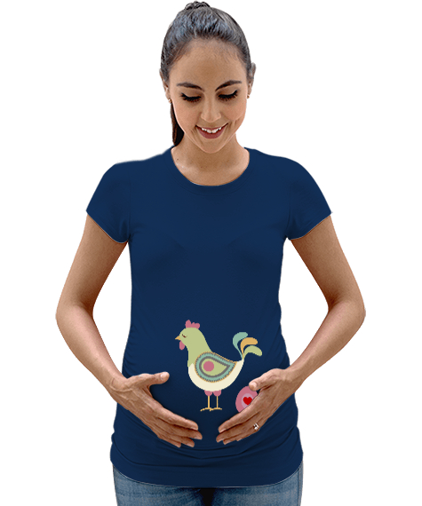 Tisho - Tavuk Lacivert Kadın Hamile Tişört