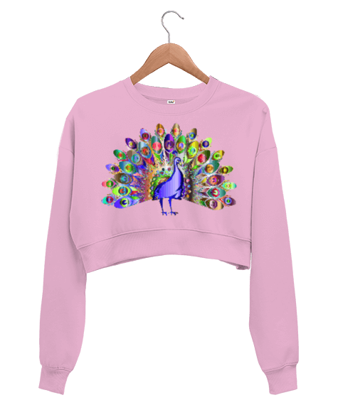 Tisho - Tavuskuşu Tasarım Baskılı Kadın Crop Sweatshirt