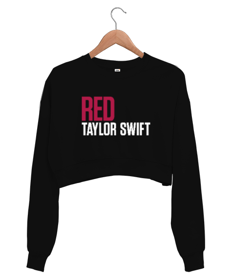 Tisho - Taylor Swift Red Siyah Kadın Crop Sweatshirt