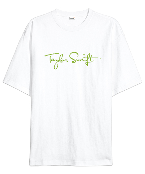 Tisho - Taylor Swift Signature - İmza Beyaz Oversize Unisex Tişört