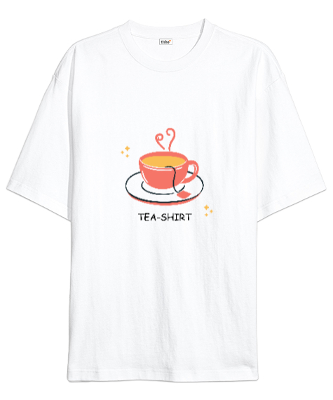 Tisho - Tea Beyaz Oversize Unisex Tişört