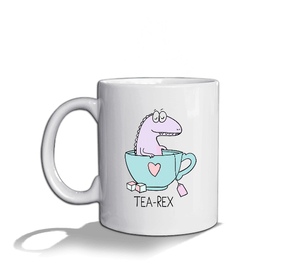 tea-rex Beyaz Kupa Bardak