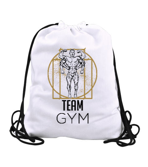 Tisho - Team Gym Beyaz Büzgülü Spor Çanta