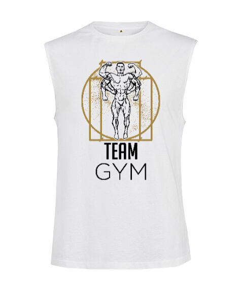 Tisho - Team Gym Beyaz Kesik Kol Unisex Tişört