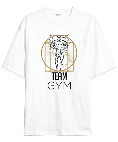 Tisho - Team Gym Beyaz Oversize Unisex Tişört
