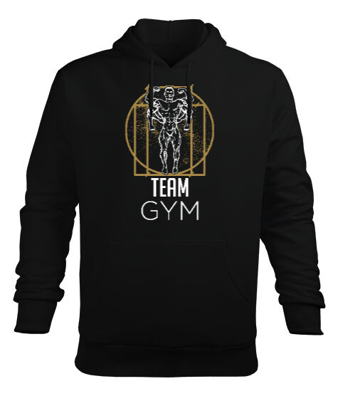 Tisho - Team Gym Siyah Erkek Kapüşonlu Hoodie Sweatshirt