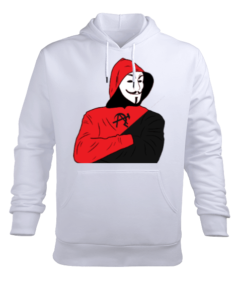 Tisho - Tek Taraflı Hackerman - Beyaz Erkek Kapüşonlu Hoodie Sweatshirt