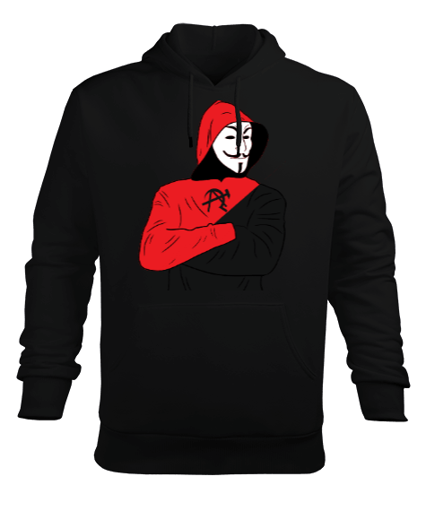 Tisho - Tek Taraflı Hackerman - Siyah Erkek Kapüşonlu Hoodie Sweatshirt