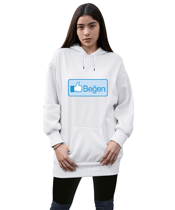 Tisho - teknoloji dijital tasarımı Kadın Uzun Hoodie Kapüşonlu Sweatshirt