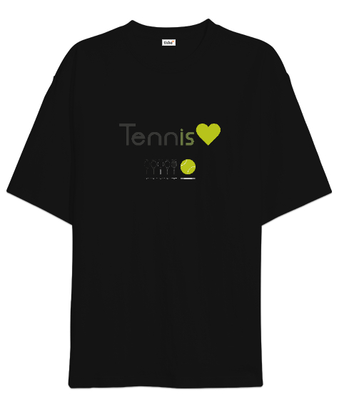 Tisho - Tenis aşkı nirvana desen tasarım baskılı Siyah Oversize Unisex Tişört