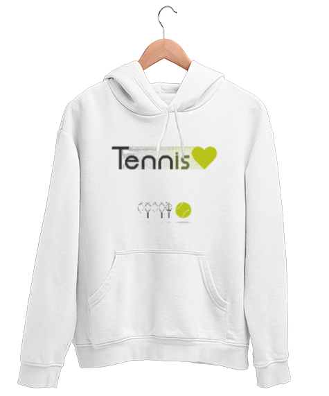 Tisho - Tenis aşkı nirvana tasarım baskılı Beyaz Unisex Kapşonlu Sweatshirt