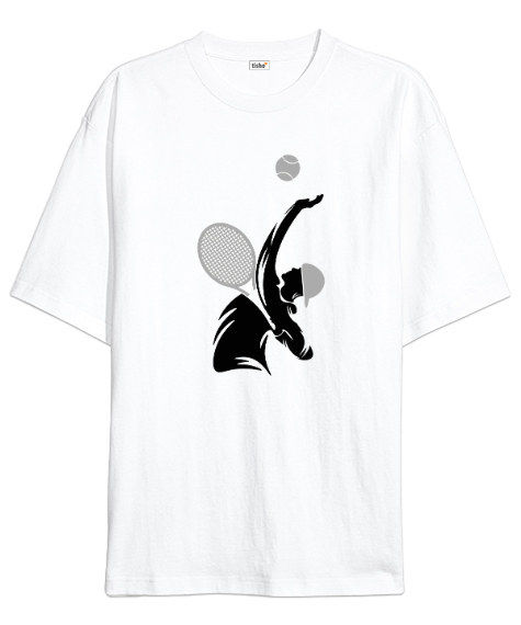 Tisho - Tenis Oyuncusu - Tennis Beyaz Oversize Unisex Tişört