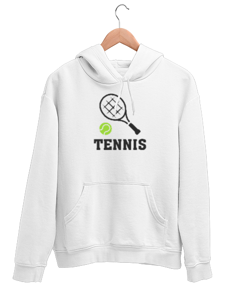 Tisho - Tenis - Tennis Beyaz Unisex Kapşonlu Sweatshirt