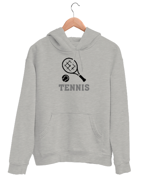 Tisho - Tenis - Tennis Gri Unisex Kapşonlu Sweatshirt