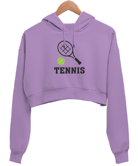 Tisho - Tenis - Tennis Lila Kadın Crop Hoodie Kapüşonlu Sweatshirt