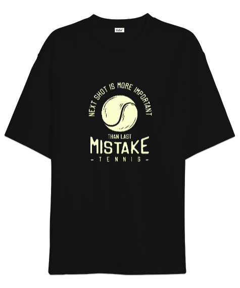 Tisho - Tenis Topu - Tennis Siyah Oversize Unisex Tişört