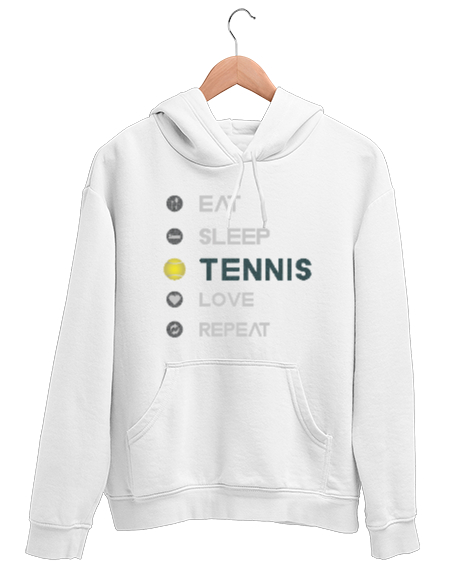 Tisho - Tenisçinin yaşam döngüsü Beyaz Unisex Kapşonlu Sweatshirt
