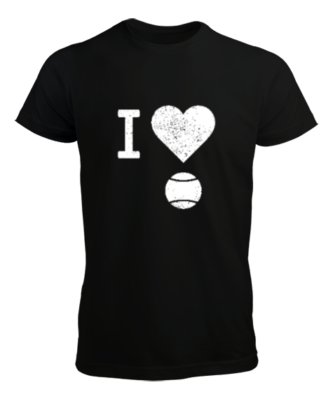 Tisho - Tenisi seviyorum desen tasarım baskılı 3 Siyah Erkek Tişört