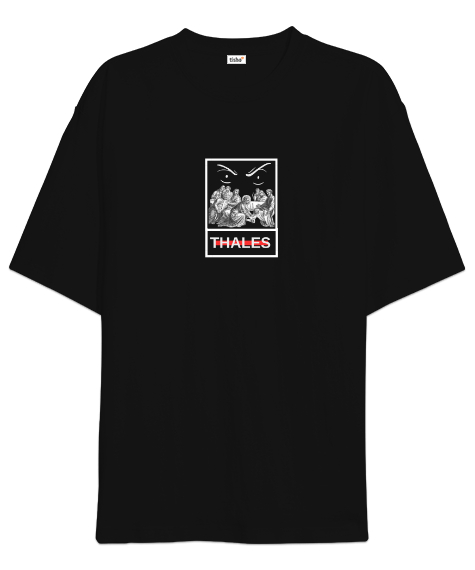 Tisho - Thales Baskılı Siyah Oversize Unisex Tişört