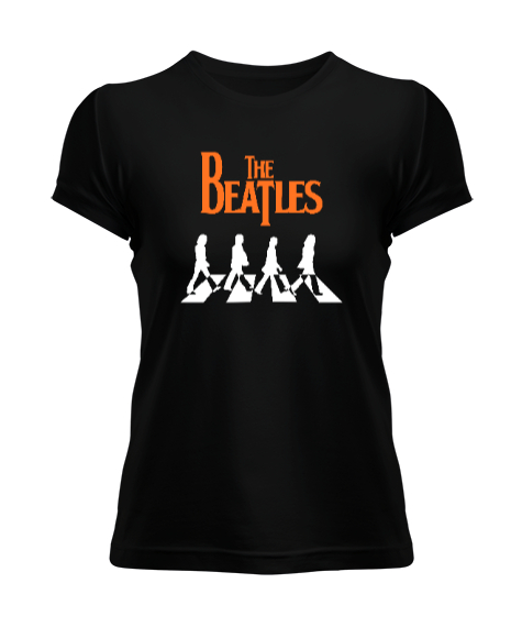 Tisho - The Beatles V1 Siyah Kadın Tişört