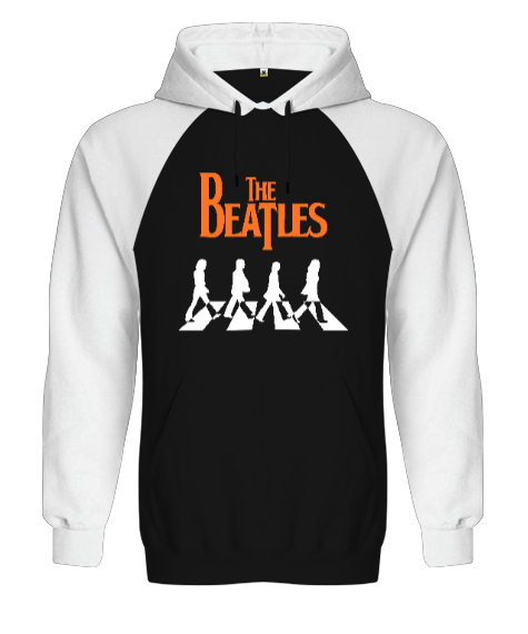 Tisho - The Beatles V1 Siyah/Beyaz Orjinal Reglan Hoodie Unisex Sweatshirt