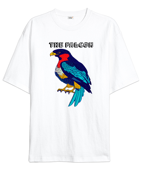 Tisho - the falcon Beyaz Oversize Unisex Tişört