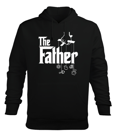 Tisho - The Father - Baba, Babalar Günü Tasarımı Siyah Erkek Kapüşonlu Hoodie Sweatshirt