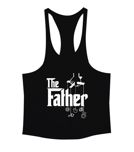 Tisho - The Father - Baba, Babalar Günü Tasarımı Siyah Erkek Tank Top Atlet