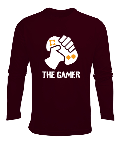 Tisho - The Gamer - Oyuncu Bordo Erkek Uzun Kol Yazlık Tişört